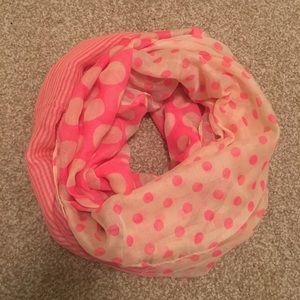 Cute pink and offwhite Polka dots infinity scarf!